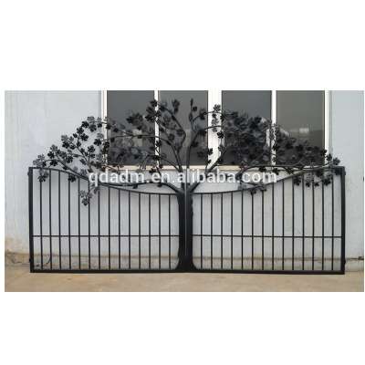 Heavy duty powder coated iron tree driveway gate